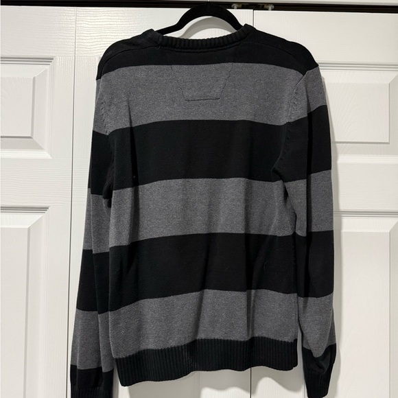 Men's Black and Gray Striped Sweater - Picture 2 of 3